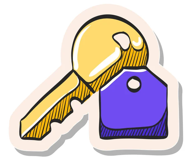 Ikon Kunci Gambar Tangan Dalam Ilustrasi Vektor Gaya Stiker - Stok Vektor