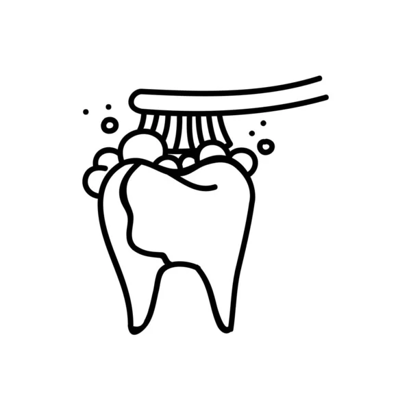 Icône Brosse Dents Illustration Vectorielle Dessinée Main Course Ligne Modifiable — Image vectorielle