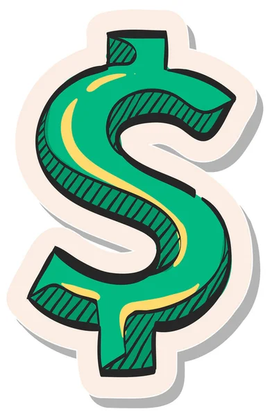 손으로 Dollar Sign Icon Sticker Style Vector Illustration — 스톡 벡터