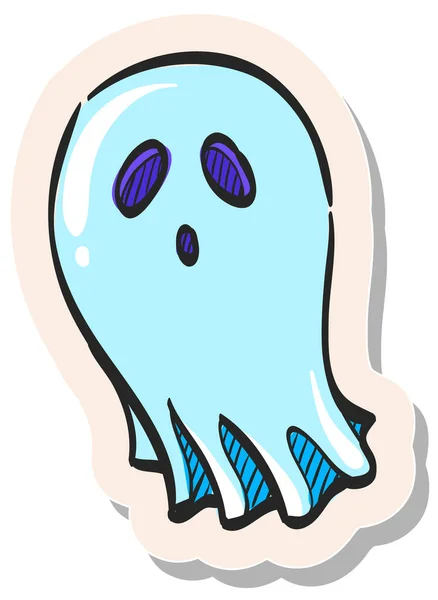 Ícone Fantasma Halloween Desenhado Mão Ilustração Vetor Estilo Adesivo —  Vetores de Stock