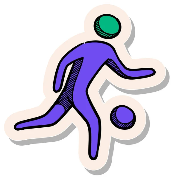 Handgezeichnetes Fußballspieler Symbol Sticker Stil Vektor Illustration — Stockvektor