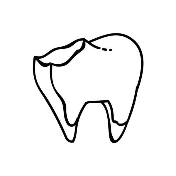 Niezdrowa Ikona Zębów Ręcznie Rysowany Wektor Ilustracji Edytowalny Skok Linii — Wektor stockowy