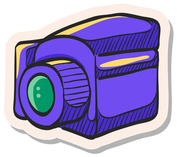 Icône Caméra Dessinée Main Dans Illustration Vectorielle Style Autocollant — Image vectorielle