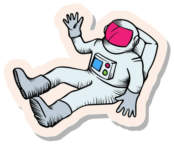 Handgezeichnete Astronautenskizze Sticker Stil Als Vektorillustration — Stockvektor