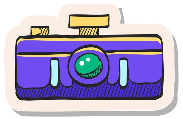 Icona Della Fotocamera Panorama Disegnata Mano Stile Adesivo Vettoriale Illustrazione — Vettoriale Stock