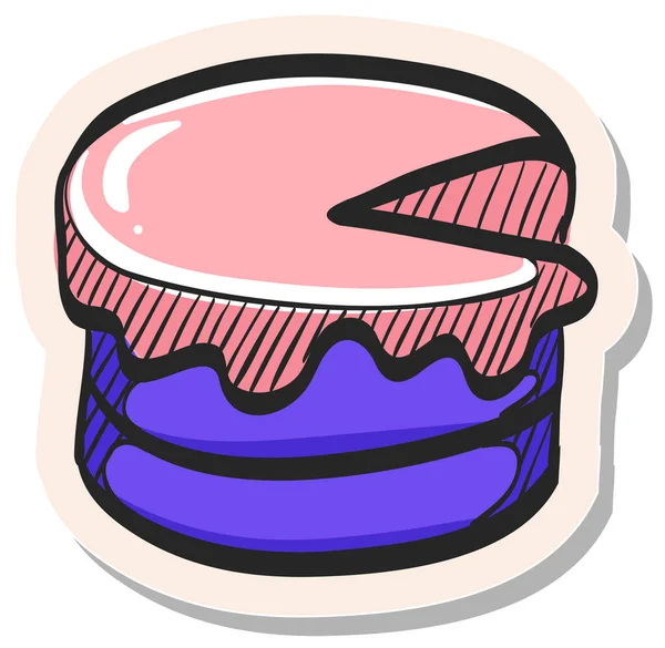 Hand Drawn Cake Icon Sticker Style Vector Illustration — Stock Vector