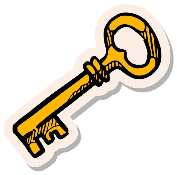 Handgezeichneter Schlüssel Sticker Stil Vektor Illustration — Stockvektor