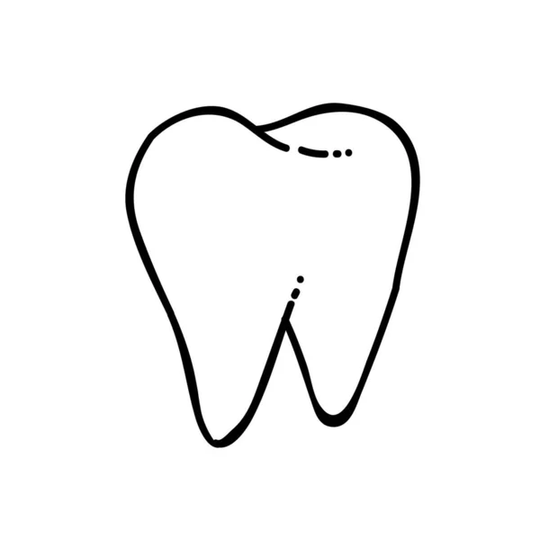 Ikona Zęba Ręcznie Rysowany Wektor Ilustracji Edytowalny Skok Linii — Wektor stockowy