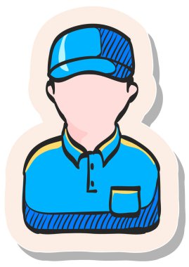 Yapıştırma biçimi illüstrasyonunda el çizimi Kurye Adam simgesi