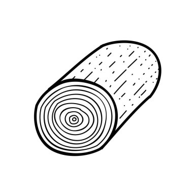 Tek tahta kütük simgesi. El çizimi vektör çizimi. Düzenlenebilir satır vuruşu