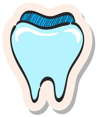 Etiket biçimi illüstrasyonunda el çizimi Diş simgesi