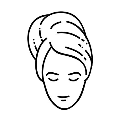 Saç bandı takan bir kadın. El çizimi vektör çizimi. Düzenlenebilir satır vuruşu