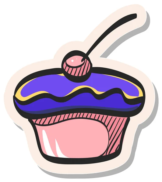 Hand Drawn Cake Icon Sticker Style Vector Illustration — Stock Vector