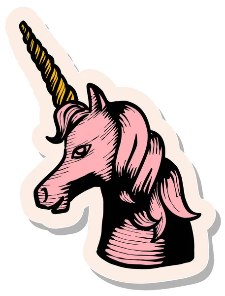 Gambar Tangan Unicorn Hewan Dalam Gambar Vektor Gaya Stiker - Stok Vektor