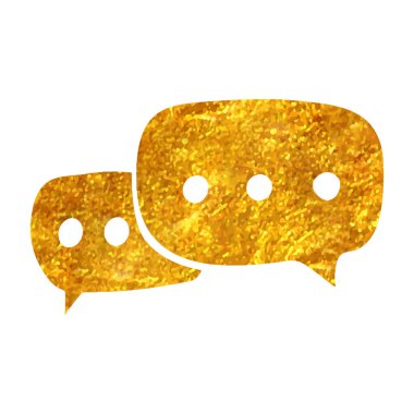 Altın folyo doku çizimi ile el çizimi sohbet simgesi simgesi