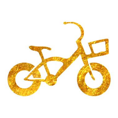 El çizimi Çocuklar için altın folyo desenli bisiklet ikonu