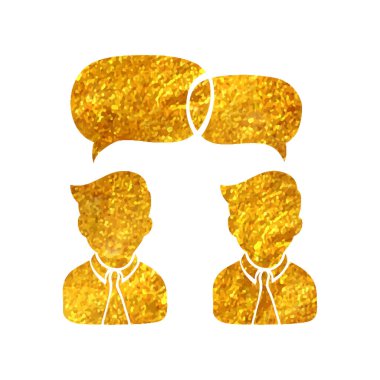 Altın folyo doku çizimi ile el çizimi sohbet simgesi simgesi