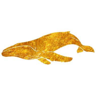 El çizimi kambur balina altın folyo doku çizimi