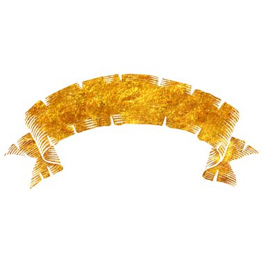 El çizimi kurdele bayrakları altın folyo doku illüstrasyonunda vintage elementler