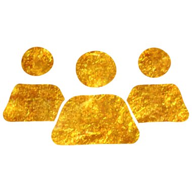 Altın folyo doku çizimi ile el çizimi takım çalışması simgesi