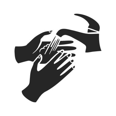 Elle çizilmiş ikon el yıkama resmi. vektör illüstrasyonu