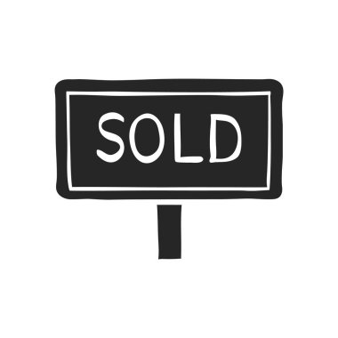 El çizimi işaretli vektör illüstrasyonu satıldı