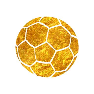 Altın folyo doku çizimi ile el çizimi futbol topu simgesi