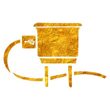 El çizimi telefon şarj simgesi çizimi altın folyo doku çizimi