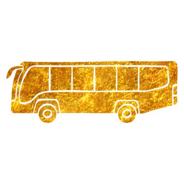 Altın folyo doku çizimi ile el çizimi Araba simgesi