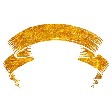 El çizimi kurdele bayrakları altın folyo doku illüstrasyonunda vintage elementler