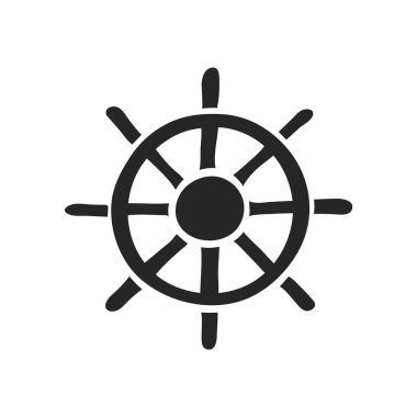 El çizimi Gemi Direksiyon Direksiyon Vektörü illüstrasyonu