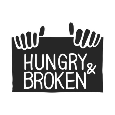 El çizimi el yazısı simgesi aç ve kırık vektör çizimi