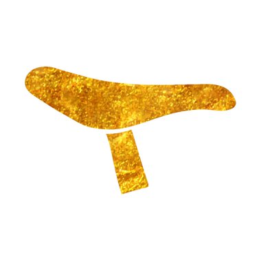 Altın folyo doku illüstrasyonunda el çizimi Bisiklet eyeri simgesi