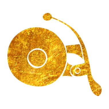 Altın folyo doku illüstrasyonunda el çizimi Bisiklet çanı simgesi
