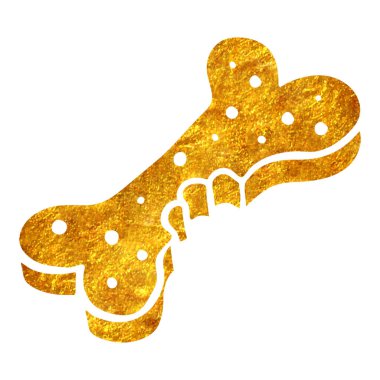 El çizimi köpek maması ikonu kemik şekilli köpek bisküvisi altın folyo doku çizimi