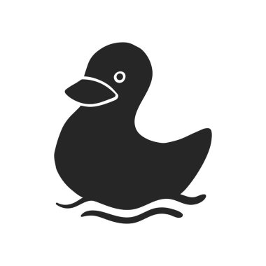 El çizimi plastik ördek banyosu oyuncağı. Vektör illüstrasyonu.