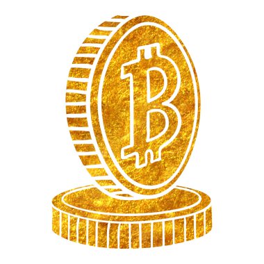 Bitcoin şifreleme madeni parası altın folyo doku çizimi
