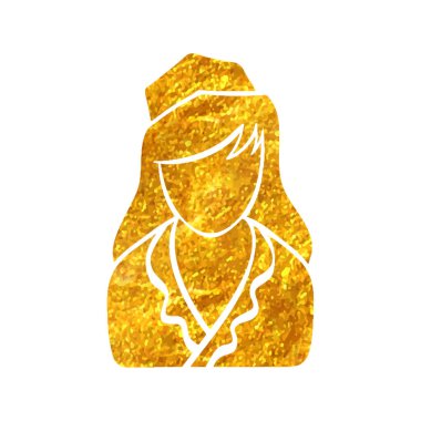El çizimi Hostes avatar simgesi altın folyo doku çizimi