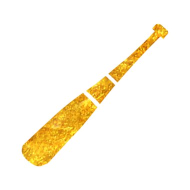 Altın folyo doku çizimi ile elle çizilmiş beysbol sopası simgesi