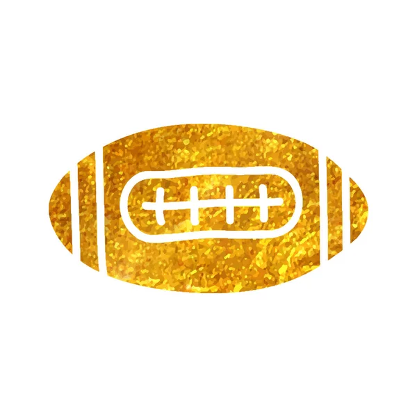 Ícone Futebol Desenhado Mão Folha Ouro Textura Vetor Ilustração —  Vetores de Stock