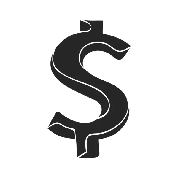 Ręcznie Rysowane Dolar Znak Wektor Ilustracji — Wektor stockowy