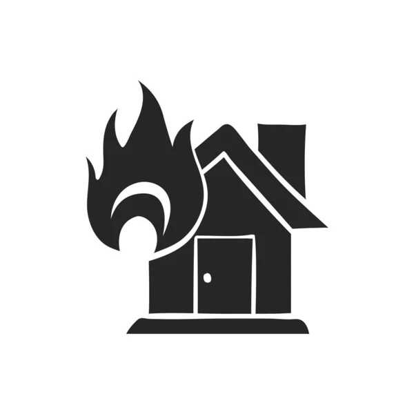 Hand Getekend Huis Vuur Vector Illustratie — Stockvector