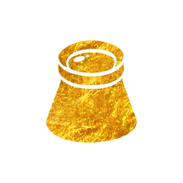 Handgezeichnetes Drucklupensymbol Goldfolie Textur Vektor Illustration — Stockvektor