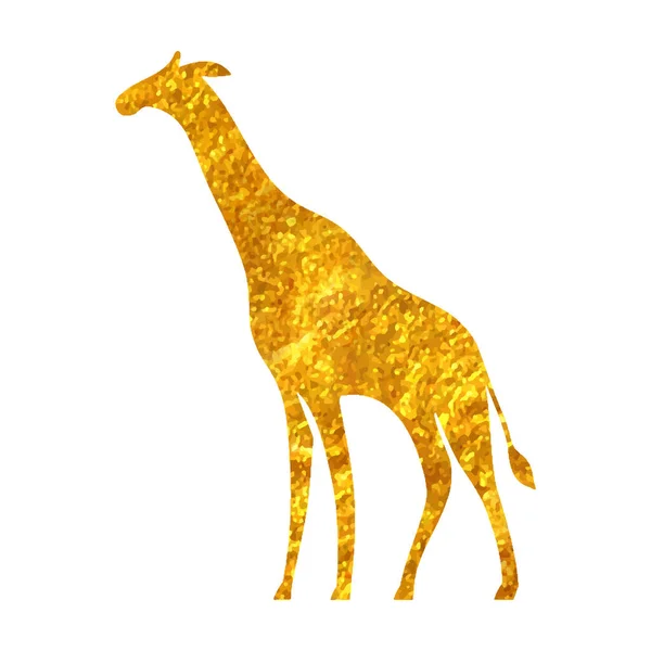 Ručně Kreslená Ikona Žirafy Zlaté Fólii Vektorové Ilustrace — Stockový vektor