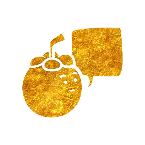 Χειροποίητοι Χαρακτήρες Mangosteen Χρυσό Φύλλο Υφής Διανυσματική Απεικόνιση — Διανυσματικό Αρχείο