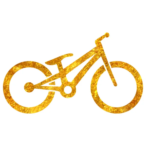 Hand Drawn Trial Bicycle Icon Gold Foil Texture Vector Illustration — Stock Vector
