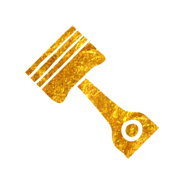 Ícone Pistão Desenhado Mão Ilustração Vetorial Textura Folha Ouro —  Vetores de Stock