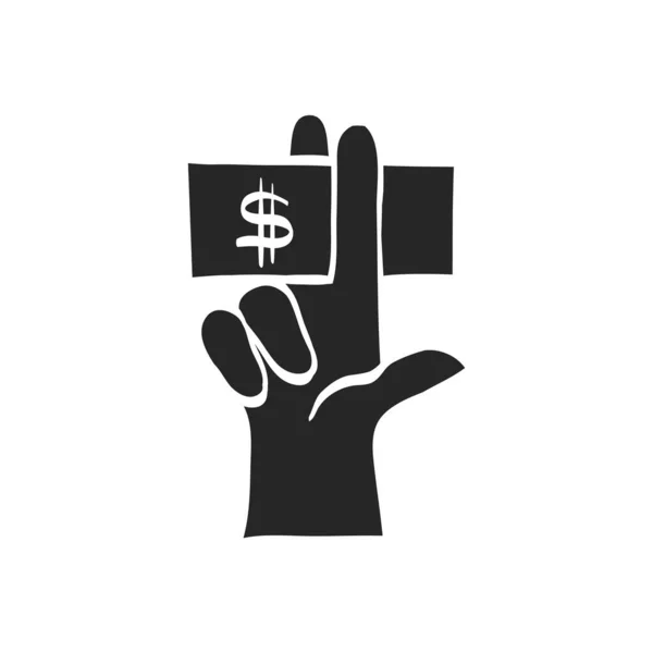 Mão Desenhado Mão Segurando Dinheiro Vetor Ilustração — Vetor de Stock