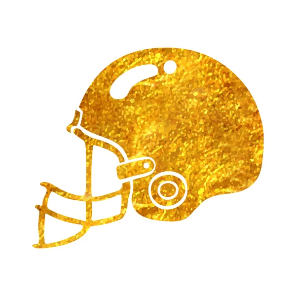 Handgezeichnetes Fußballhelm Symbol Goldfolie Textur Vektor Illustration — Stockvektor