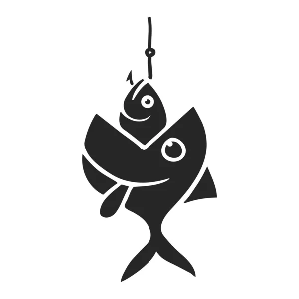 Pesce Disegnato Mano Mangiare Esca Vettore Illustrazione — Vettoriale Stock